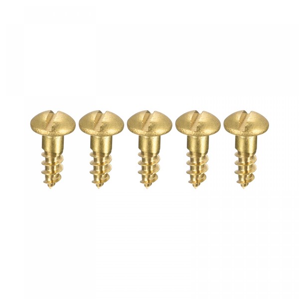 uxcell Wood Screws Slotted Round Head Brass Self Tapping Screws