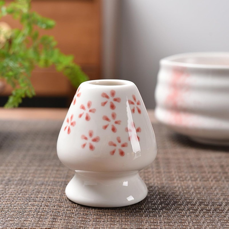 Tea Utensils, Chasen Stand, Restoration, Ceramic, Matcha Pot (Cherry Blossom)