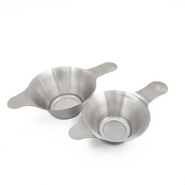 2Pcs Stainless Steel Mini Strainer Fine Mesh Tea Leaf Funnel Tea Filter Infuser Tea Ceremony Accessories with Double Handle, 2 Size and Silver