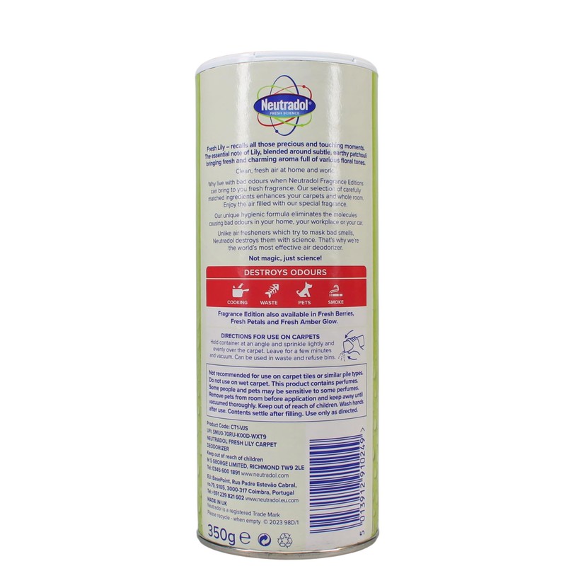 Neutradol Carpet Deodoriser, Vac Scents, Odour Neutraliser Powder for Carpets