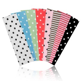 ASDIIT Pack of 8 Stripes & Dots Headbands, Women's Polka Dot, Fashion Elastic Headbands for Workout Yoga 8