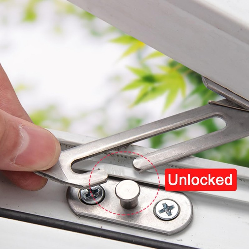 4 Pcs Window Restrictors Locks, Stainless Steel Child Restrictor Security