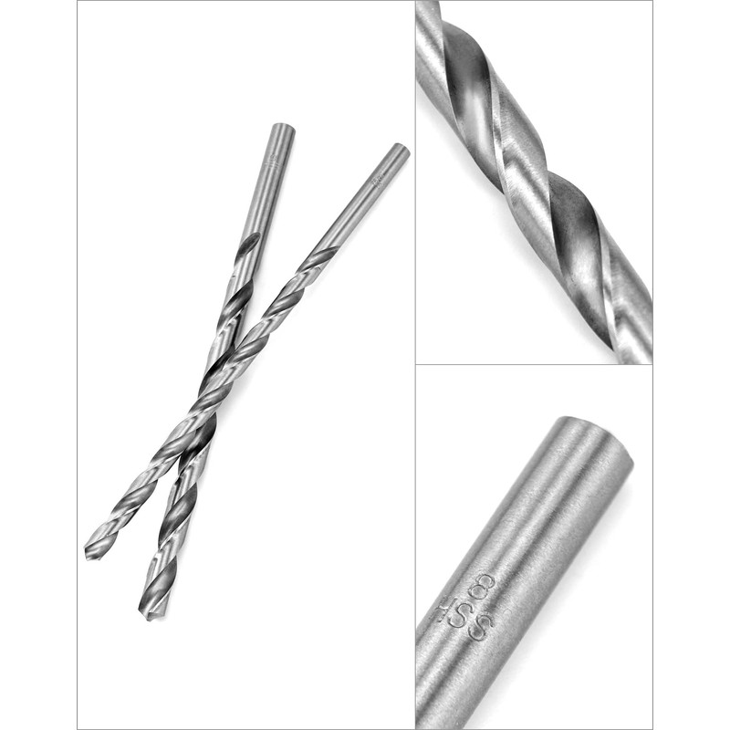 QWORK® 5 Piece Twist Drill Bit Set, 200 mm HSS