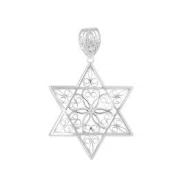 JTV Artisan Collection of Turkey Platinum Over Sterling Silver Star of David Enhancer Pendant