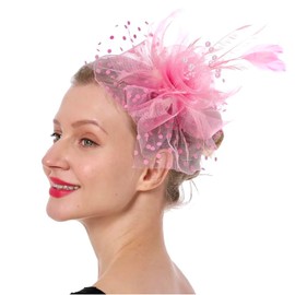 Huachi Fascinators Hats for Women Tea Party Headband Kentukyi Derbiy Hats Fascinator Headpiece Pink