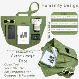 Vlarder Extra Large Canvas Tote Bag for Women, Utility Work Tote with Laptop Compartment, Teacher, Everyday, Beach Tote Bag