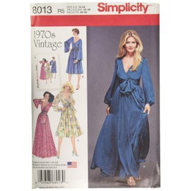 Simplicity Sewing Pattern 8013R5 Misses' Vintage 1970's Dresses', Paper, White, R5 (14-16-18-20-22)