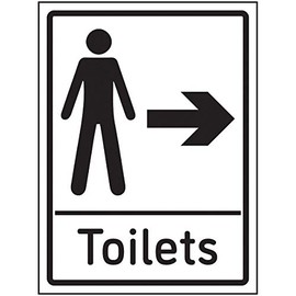 V Safety Mens Toilets Arrow Right Sign - 150x200mm - 1mm Rigid Plastic
