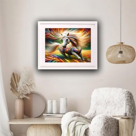 TUTUMAY21 Horse White Horse Abstract Animal Diamond Art Kits for Adults 5D Diamond Painting Kits Horse, Gem Painting Arts Crafts for Winter Holiday Chrismas 12x16in