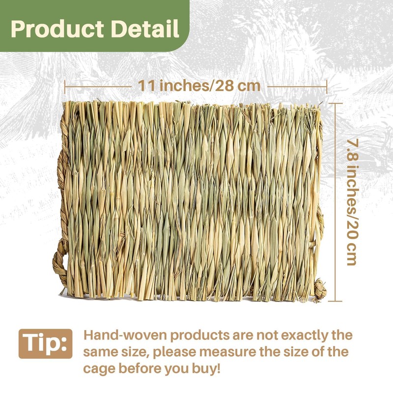 Sukh 4 PCS Rabbit Grass Mats - Natural Hay Woven