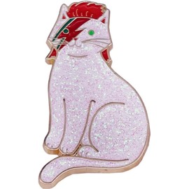 White Cat Lightning Face Paint Glitter Rock Star Music Bowie Jareth Goblin King Stardust 1.5" Enamel Pin Badge