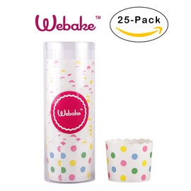 Webake Large Paper Baking Cup, 6oz Disposable Cupcake Muffin Cases, Jumbo Cupcake Liners, Set of 25 (Colorful dot)