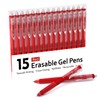 Erasable Gel Pens, Lineon 15 Pack Red Retractable Erasable Pens