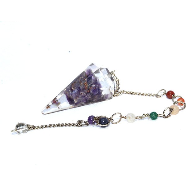 Jet Energized Amethyst Orgone Pendulum 2 Inch Crystal Therapy Booklet Image is JUST A Reference.