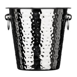 Premier Housewares Champagne Bucket - Hammered Stainless Steel, H21 x W22 x D22cm