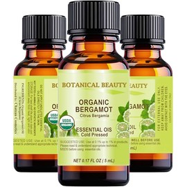 Botanical Beauty Organic Bergamot Essential Oil. 100% Pure, Premium Quality, Undiluted. 0.17 Fl Oz - 5 ml.