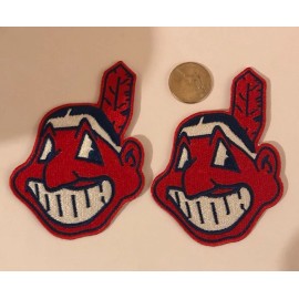 2-Cleveland Indians embroidered iron on patches Vintage Look! 4”x 3” Nice!