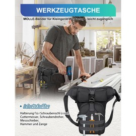 Eshow Motorcycle Leg Bag for Men and Women, Thigh Bag, Bum Bag Made of Canvas, Sturdy Tactical Bag, Adjustable Waist Belt, Belt Bag for Hiking, Cycling, Fishing, Leisure, Grey - Velcro fastener