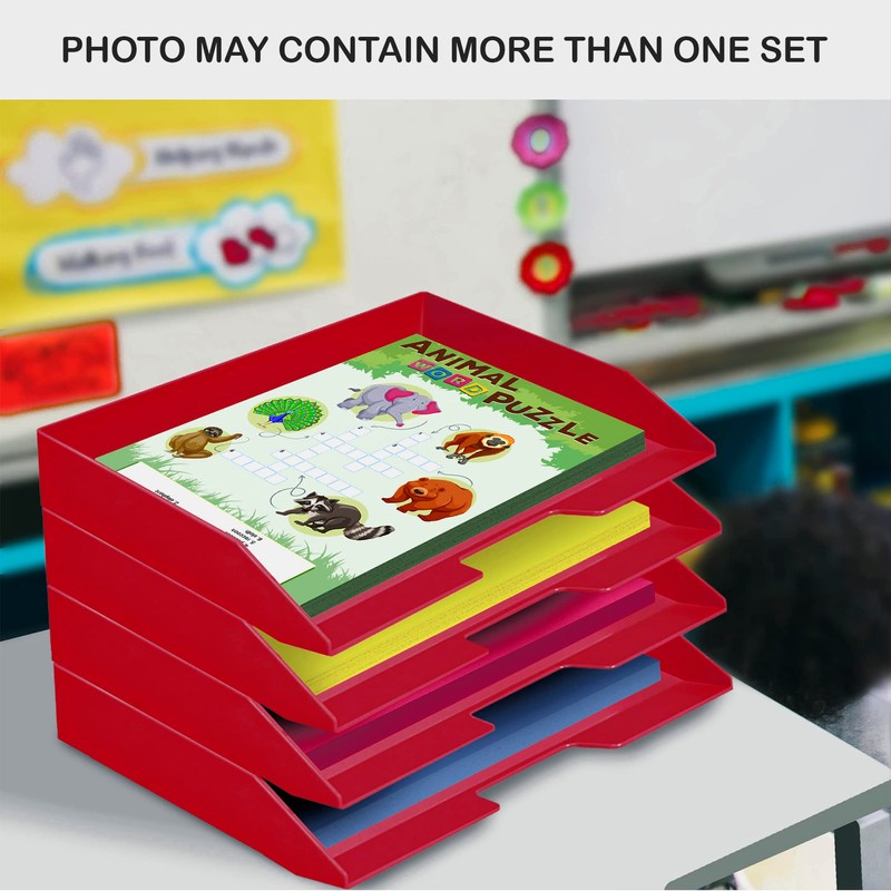 Acrimet Stackable Letter Tray 3 Tier Side Load, Plastic, Desktop