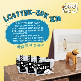 Lot Number Not Required; Brother Ink LC411 Pigment Black LC411BK High Capacity 3 Pack Compatible Model Number BROTHER DCP-J928N-W DCP-J528N DCP-J526N MFC-J739DN MFC-J905N DCP-J1800N DCP-J926N-W