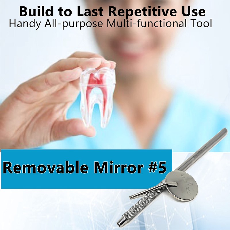 Dental Mouth Teeth Inspection Mirror #5 with Stainless Handle, Cone