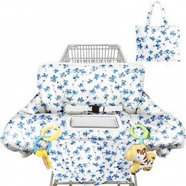 Shopping Cart Cover for Baby Girl Boy 2-in-1 High Chair Water Resistant High Chair Cover Blue Space Rocket Gender Neutral Cart Cover for Babies Padded Grocery Cart Cover for Baby
