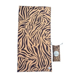 Beach Baby London - Beach Towel - Microfiber - Sand Free - Quick Dry - Light Weigh - Gym Towel - Compact with Matching Bag 130 x 80 cm (BROWN AND BLACK, LARGE)