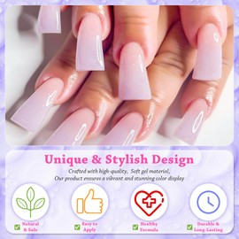 outopen 500pcs Long Duck Nail Tips L Feet Clear Flare Nail Tips for French False Nail Extension Y2K Vibe Half Cover Duck Tips for Polygel Acrylic Extension Beginners DIY Manicure, 10 Sizes