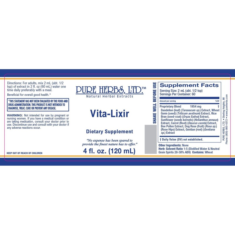 Pure Herbs: Vita-Lixir - 4 oz.