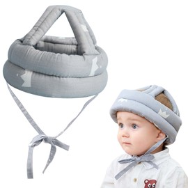 Dokpav Casco para Niños Antigolpes, Casco Protector de Cabeza para Bebe, Seguridad para Niños para Proteger Cabeza Ajustable, Gorro Protector Transpirable para Aprender a Caminar (Gris)