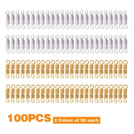 Heatunk 100pcs Barrel Screw Clasps: Copper Twist Fasteners for Jewelry Making - 2 Colors, 14mm x 3mm - Ideal for DIY Necklace Bracelet Crafts