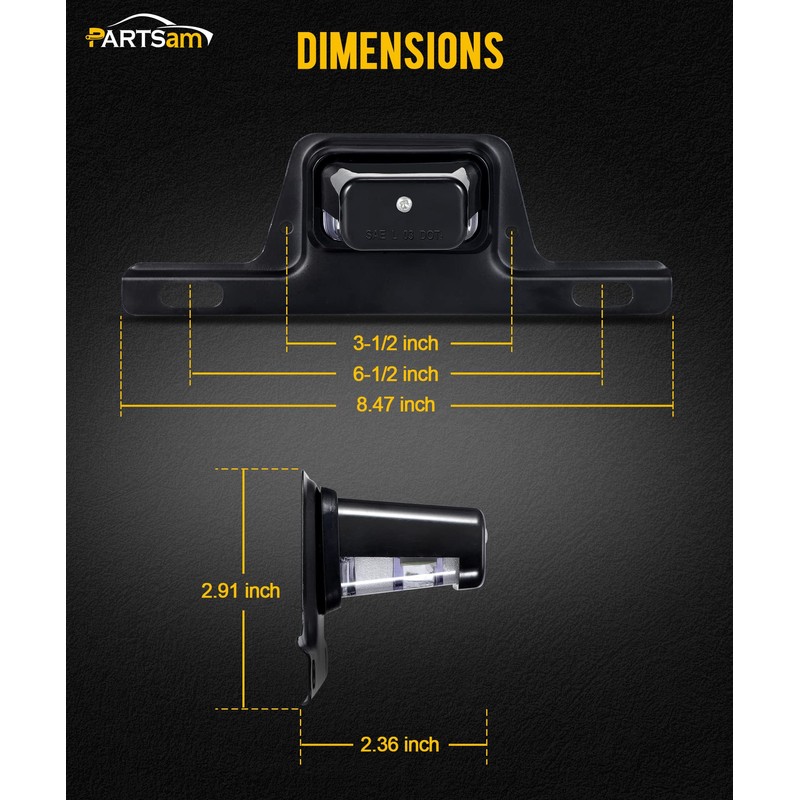 Partsam LED License Plate Light Waterproof 12V DC License Tag