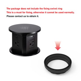 SOCKORATECH 65W Pop up Outlet for countertop 4.4in 4 Outlets 10W Wireless Charger Receptacle Charging Statio Fast Charging 2 USB A 2 USB C for Kitchen Office,6ft Cord(No Retaining Ring) (Black)