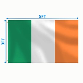 Irish Flag 3x5 FT Heavy Duty Ireland Flag Double Stitched Vivid Color Fade Proof Outdoor Decor With Brass Grommets(Ireland)