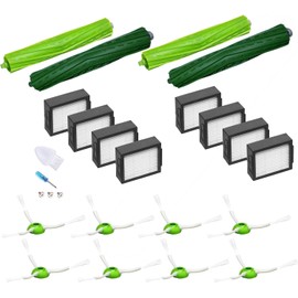 JoyBros Accessories for iRobot Roomba e5 e5154 e6 i7+ i7156 i1 i3+i4 i5+ i8 Main Brushes X2 Set, Filter HEPA X8, Side Brushes X8 I&E Series Replacement Parts