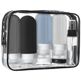 16 Piezas Botellas de Viaje de Silicona, Kit de Botellas para viaje Reutilizable para Artículos Tocador, sin BPA, Contenedores de Viaje para aseo aprobados por la TSA, Kit de Viaje (Colores Neutros)