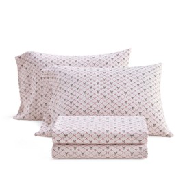 Martha Stewart - Flannel Sheets Queen Size, Anti-Pilling & Wrinkle Resistant Cotton, Touchably Soft for All-Season Comfort - Bed Sheets with Matching Pillowcases & Fitted Sheet (Holiday Bows Red)