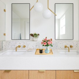 Tissting Gold Decorative Tray 11.9x8x0.6 Inch Modern Serving Plate - Stainless Steel Rectangular Storage for Jewelry, Cosmetics, Living Room Bathroom Decor