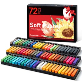 Fantastory Long Soft Chalk Pastels Set, 72 Sticks,Includes 5 Fluorescent Colors,Non Toxic Soft Pastels for Artists,Kids,Beginners,Students,Classroom,Drawing,Blending,Layering