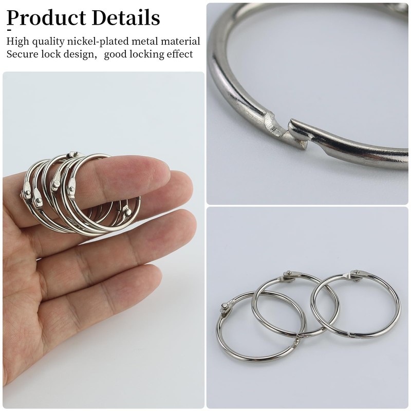 20 Pcs Binder Rings,Metal Rings,30mm Loose Leaf Binders,1.2 Inch Round