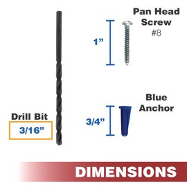 Skywalker Conical Anchor Kit 100-Pack – #8-1" Pan Head Screws with Blue Plastic Anchors & 3/16" Drill Bit – Wall Anchor Set – Made in USA
