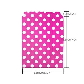 Amsthow Flat Paper Treat Bag Rose Red Dot Greaseproof Bakery Glassine Cookie Paper Bags 5.12 x 6.3-inch Wax Treat Bags for Cookies Candies Chocolate Pastries (100Pcs Rose Red Dot)