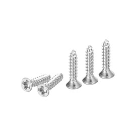 DTGN 100Pcs M1.7x8mm Flat Head Wood Screws, 304 Stainless Steel Phillips Self Tapping Screws - Good for Woodworking, Furniture - Silver