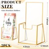 Fuyoooo 2 Pcs Gold Glass Brochure Holder Stand 4 Inch