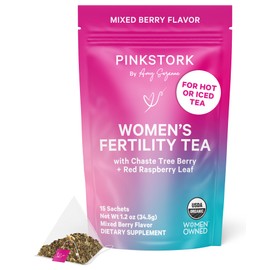 Pink Stork Organic Fertility Tea for Women with Chaste Tree Berries (Vitex) to Support Conception for Her - Hormone Balance with Mint and Red Raspberry Leaf, 15 Sachets