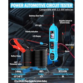Automotive Circuit Tester,6-24V Power Circuit Probe Tester Kit,Automotive Short Circuit Finder Electrical Tester,Overload Protection，Digital Display Short Circuit Finder for Continuity Testing（Blue）