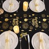Snowkingdom Happy Birthday Table Runner Black and Gold 120 Inches