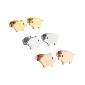 3Pairs Pig Stud Earrings Stainless Steel Cute Sweet Funny Animal Earrings for Women and Men Friends Jewelry