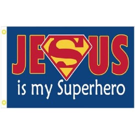 3X5 JESUS IS MY SUPER HERO CHRISTIAN GOD 100D BANNER GROMMETS FLAG