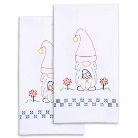 Jack Dempsey Needle Art DIY Jack Dempsey Easter Gnome Egg Stamped Embroidery Hand Towel Kit 320613